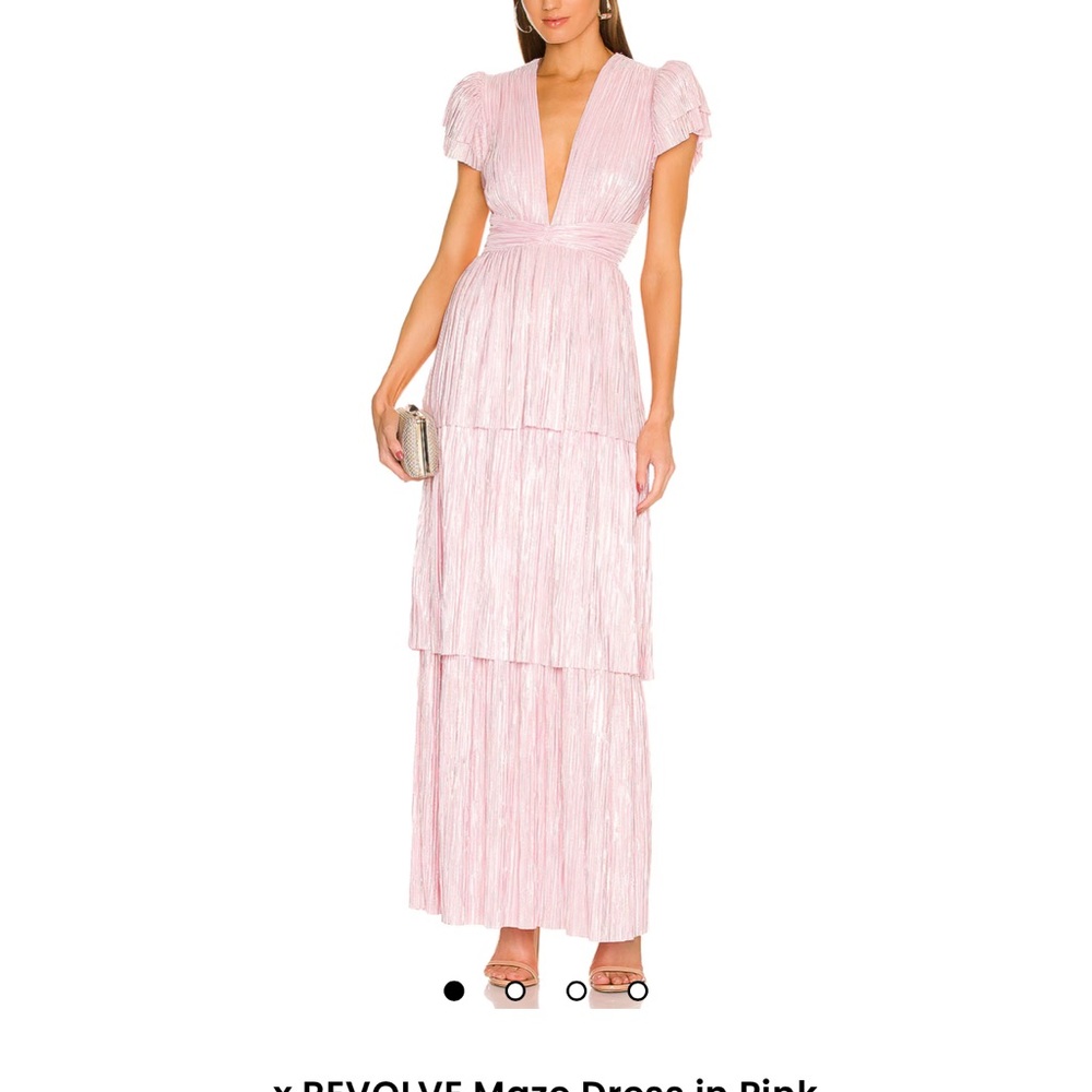 REVOLVE Pink Ruffled Tiered Maxi Gown Sabina Musayev